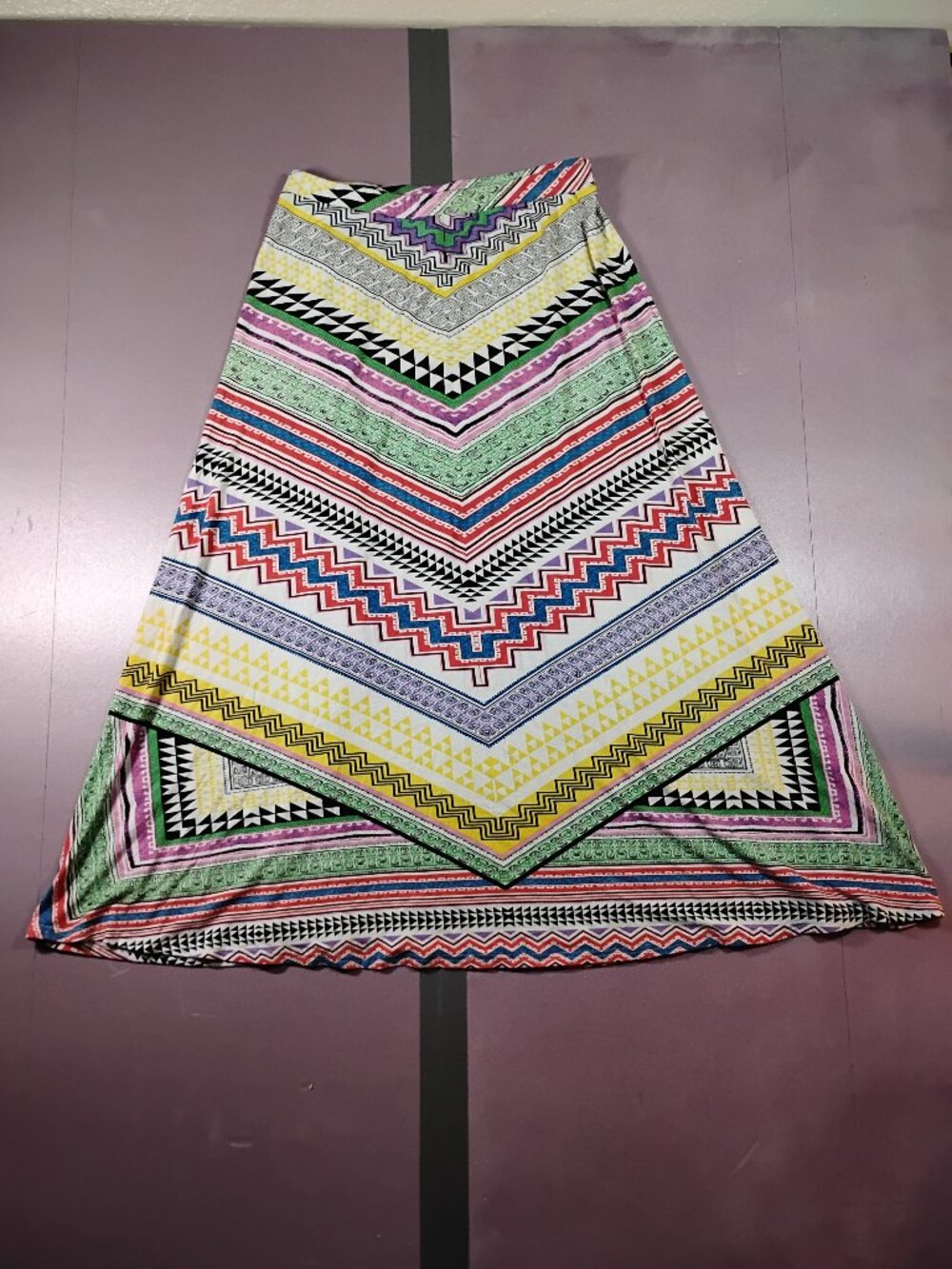 Passports Skirt Womens Medium Multicolor Stripe Maxi Pull On Stretch Casual